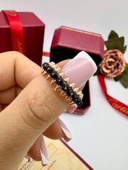Кольцо CLASH в стиле CARTIER с шипам и черными агатами