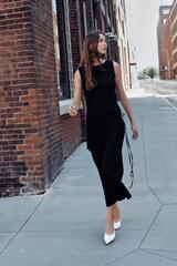 ZARA ПЛАТЬЕ БЕЗ РУКАВОВ С КУШАКОМ, ЧЕРНЫЙ
