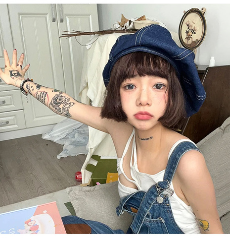 Картинка берет Skully Wear S-46 dark blue - 9