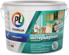 Краска для стен и потолков для влажных помещений латексная Profilux PL-13L глубокоматовая супербелая база 1