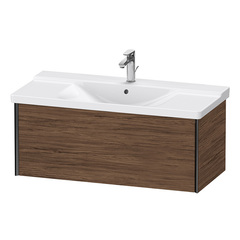Duravit XViu XV40170B221 Тумба подвесная 405x1010x469мм, для раковин #233210, 233310, 233410, 1 ящик, цвет: walnut dark/черный матовый фото