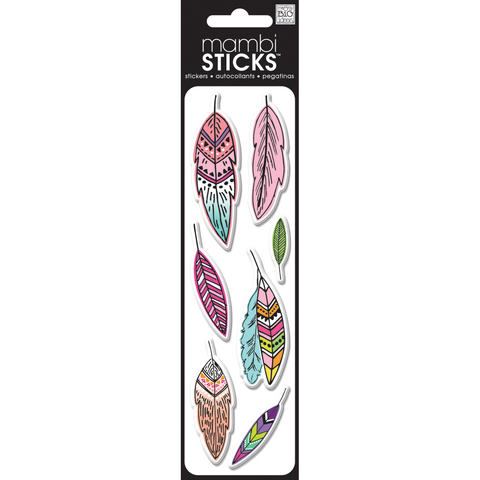 Объемные стикеры Puffy Stickers -Pink Feathers- 6шт.