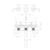 Gessi Inciso 58092#149 Встраиваемый смеситель для раковины на 3 отверстия с изливом 255-235мм (внешние части), цвет: finox