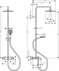 Душевая система со смесителем для душа, черный Hansgrohe Crometta S Showerpipe 240 26900670
