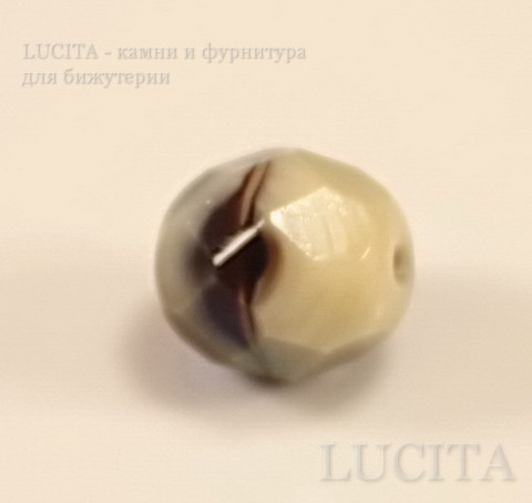 Бусина с огранкой (цвет - синий+бежево-медный) 8х7 мм , 10 штук ()