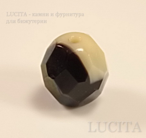Бусина с огранкой (цвет - синий+бежево-медный) 8х7 мм , 10 штук ()