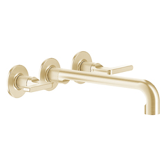 Gessi Inciso 58092#246 Встраиваемый смеситель для раковины на 3 отверстия с изливом 255-235мм (внешние части), цвет: золото фото
