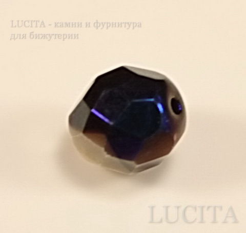 Бусина с огранкой (цвет - синий+бежево-медный) 8х7 мм , 10 штук ()