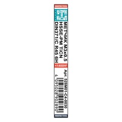 Метчик М 3,0х0,5 (Машинный, винт.) DIN371 HSSEPM-TiCN 6h C/2-3P R45 a=2,7 H-Tools 528M01-C4-0030