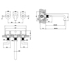 Gessi Inciso 58092#246 Встраиваемый смеситель для раковины на 3 отверстия с изливом 255-235мм (внешние части), цвет: золото
