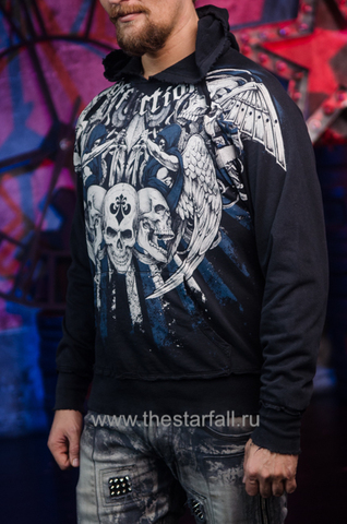 Affliction | Худи мужское Exclusive A226848s с черепами левый бок