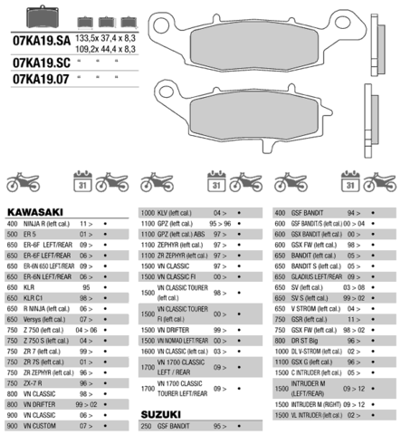 07KA19SA колодки тормозные МОТО(FDB2048)