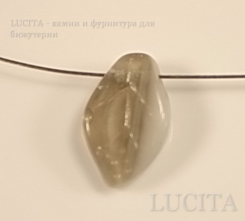 Бусина "Листик"  (цвет- серо-коричнево-розовый) 12х7 мм , 20 штук ()