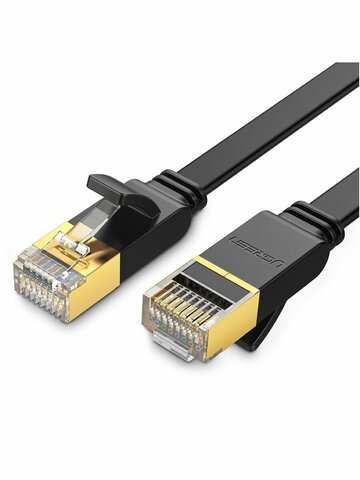 Кабель  UGREEN NW106 (11266) Cat 7 U/FTP Lan Cable Flat Design, 15м, черный