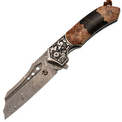 Фото Складной нож Steelclaw Барк, сталь VG10/Damascus, рукоять кап клёна/смола