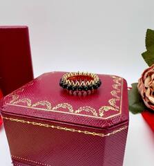 Кольцо CLASH в стиле CARTIER с шипам и черными агатами