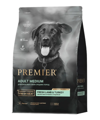 Сухой корм для взрослых собак Premier Dog Adult Medium средних пород с чувствительным пищеварением ягненок с индейкой 3кг