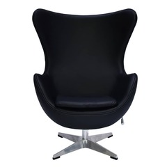 Кресло EGG CHAIR чёрный, натуральная кожа