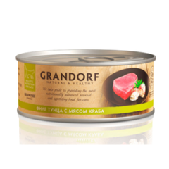 Влажный корм GRANDORF Tuna with Crab in Broth консервы для кошек Филе тунца с мясом краба в бульоне 6уп по 70гр