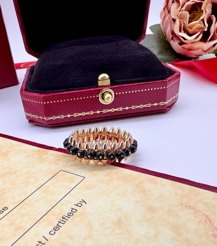 Кольцо CLASH в стиле CARTIER с шипам и черными агатами