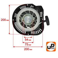 Стартер ручной UNITED PARTS для 188/190/192F, GX390, плоские метал. собачки, D-образный