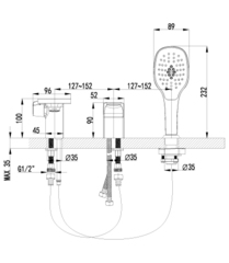 Смеситель для ванны на 3 отверстия LEMARK SHIFT – LM4347C