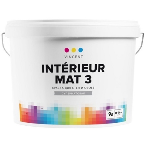 Краска для стен и потолков Vincent Interieur Mat 3 / Винсент Интерьер Мат 3 матовая