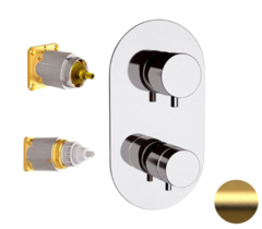Remer Minimal Thermo NT92KBBG Смеситель для ванны/душа термостат на 2 потока скрытый монтаж (заказывать совместно с rrbox), цвет: золото брашированное фото