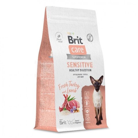 Brit Care Cat Sensitive Healthy Dig сухой корм для взрослых кошек (индейка,ягненок) 400 г