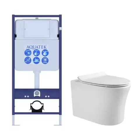 Aquatek Ника SET AQUATEK НИКА Инсталляция с унитазом, цвет: белый