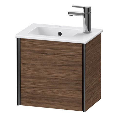 Duravit XViu XV4024RB221 Тумба подвесная 557x510x420мм, для раковины #072343, 1 дверь, (петли справа), цвет: walnut dark/черный матовый