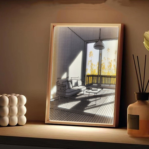Картинка картина Skully Picture frame lamp mountain - 6