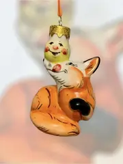 Ёлочная игрушка Лиса с колобком