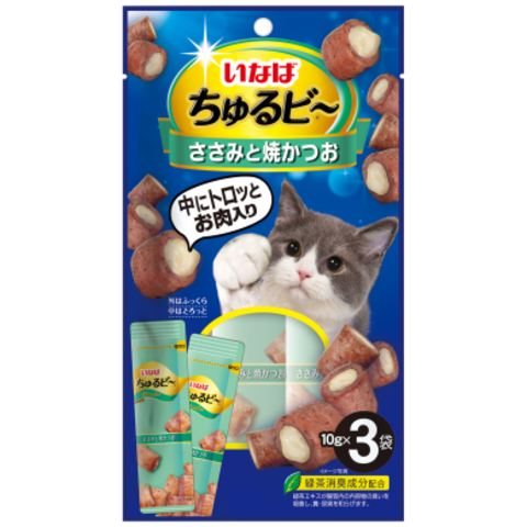 INABA Ciao лакомство для кошек зареченные трубочки Куриное филе и запечён.тунец Кацуо 10 г