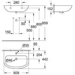Раковина 60 Подвесная Grohe Bau Ceramic 39421000