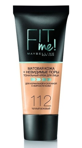 Мейб Fit Me тональный крем матовая кожа + невидимые поры №112 тёплый беж