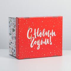 Коробка сборная одиночная Прямоугольник, «Новый год», 31*25*16 см