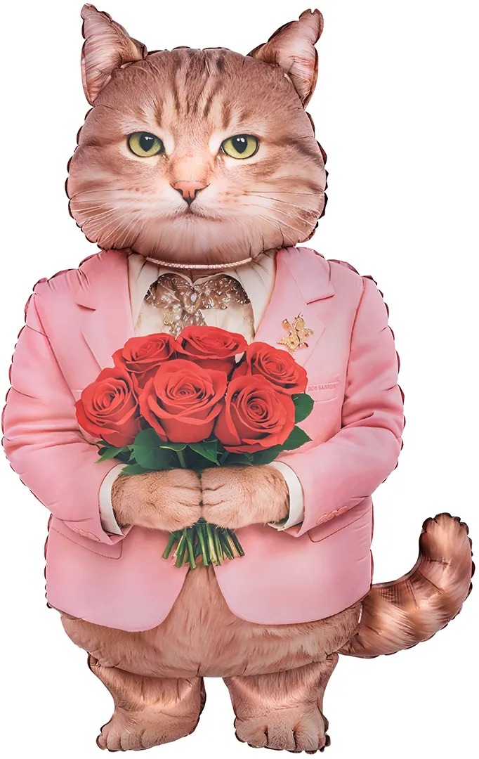 Шар К Фигура, Кот-романтик, Сатин, 42''/107 см, 1 шт.