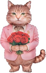 Шар К Фигура, Кот-романтик, Сатин, 42''/107 см, 1 шт.