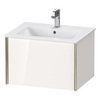 Duravit XViu XV40250B122 Тумба подвесная 400x610x480мм, для раковины #233663, 1 ящик, цвет: белый глянцевый/champagne matt