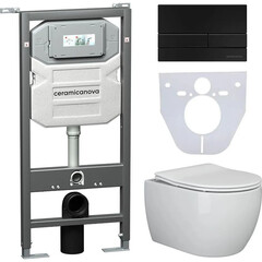Ceramica Nova CN3001_1002B_1000 Комплект: Подвесной унитаз + Шумоизоляционная панель для инсталляции + Система инсталляции для унитазов с кнопкой смыва фото
