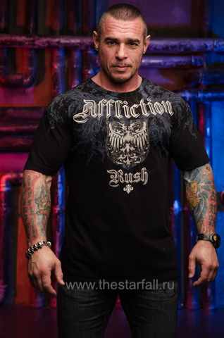 Affliction | Футболка мужская RUSH Georges St-Pierre Warcrest Tee Signature Series A612 перед