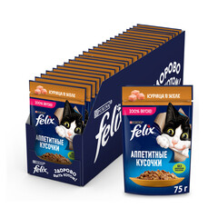 Felix пауч для взрослых кошек с курица в желе 75 г