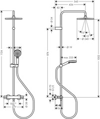Душевая система с термостатом для душа, черный Hansgrohe Vernis Blend 240 Showerpipe 26426670