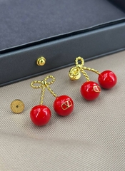 Серьги ювелирные ДВЕ ВИШНИ НА ВЕТОЧКЕ style by VALENTINO
