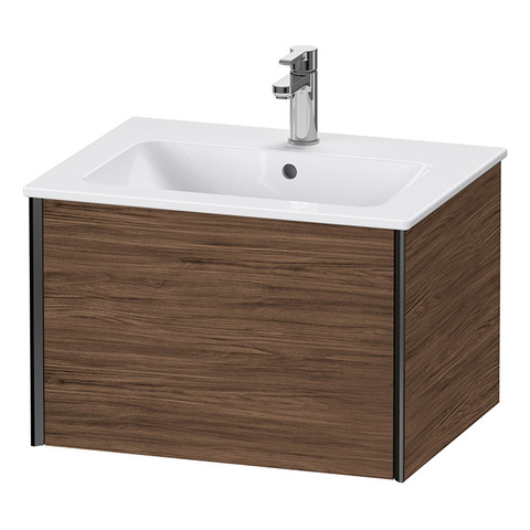 Duravit XViu XV40250B221 Тумба подвесная 400x610x480мм, для раковины #233663, 1 ящик, цвет: walnut dark/черный матовый