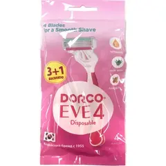 DORCO EVE 4 Disposable однораз.станок (3+1 в ПОДАРОК) плав.гол. с 4 лезвиями (Ю.Корея)