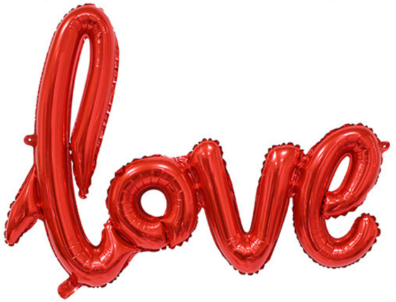 Шар К Надпись, Love, Красный, 22''/56*23 см, 1 шт. (под воздух)