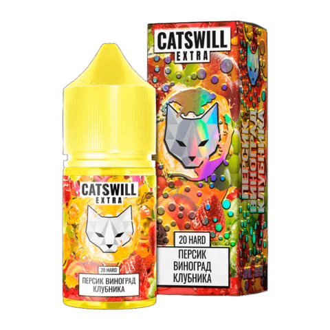 Жидкость CATSWILL EXTRA Salt 2% HARD 30 ml - Персик Виноград Клубника