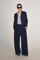 ZARA ШИРОКИЕ БРЮКИ С ЗАЩИПАМИ — ZW COLLECTION, ЯРКО-СИНИЙ